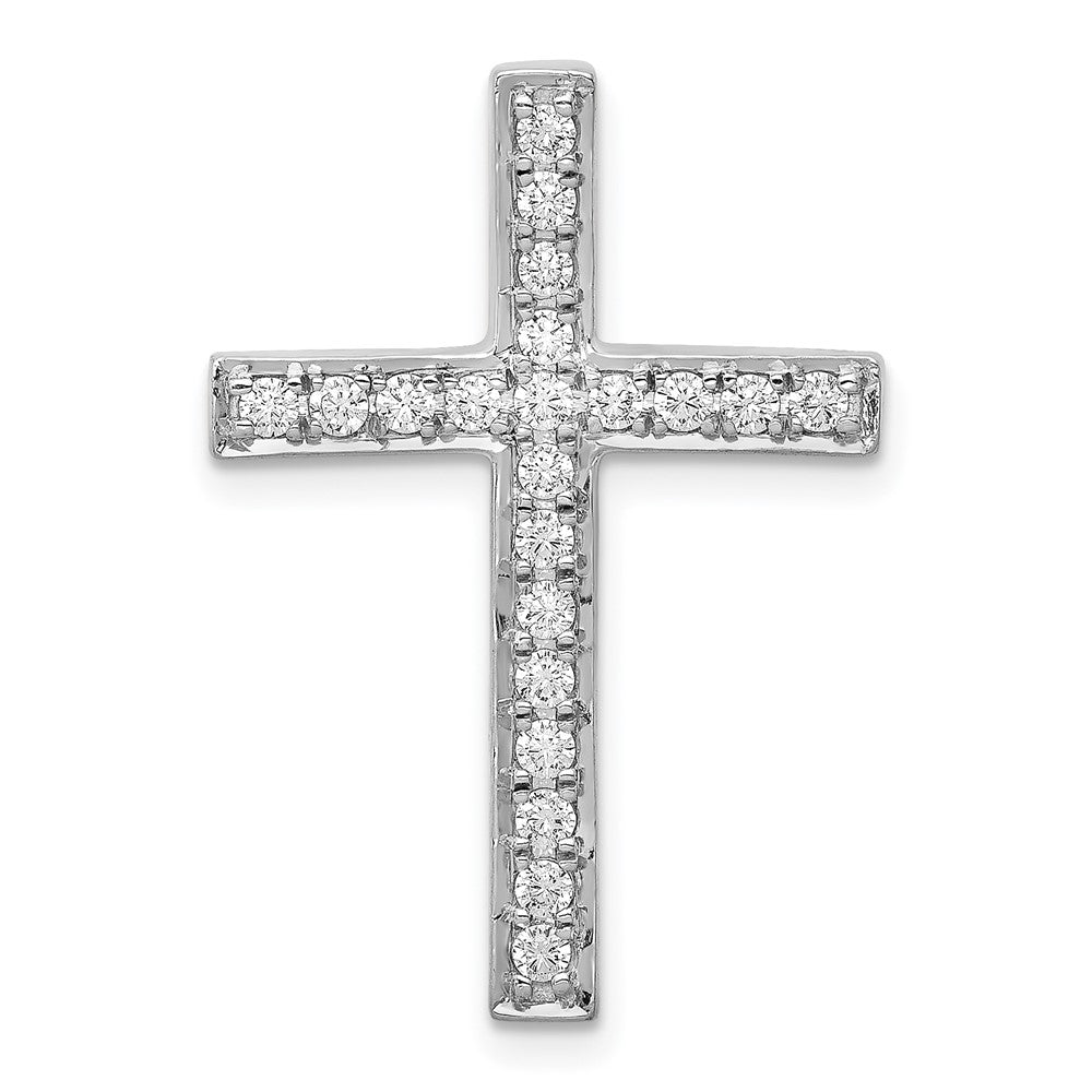 14K Weißgold 3/8ct. Echt Diamant Kreuz Kette Anhänger