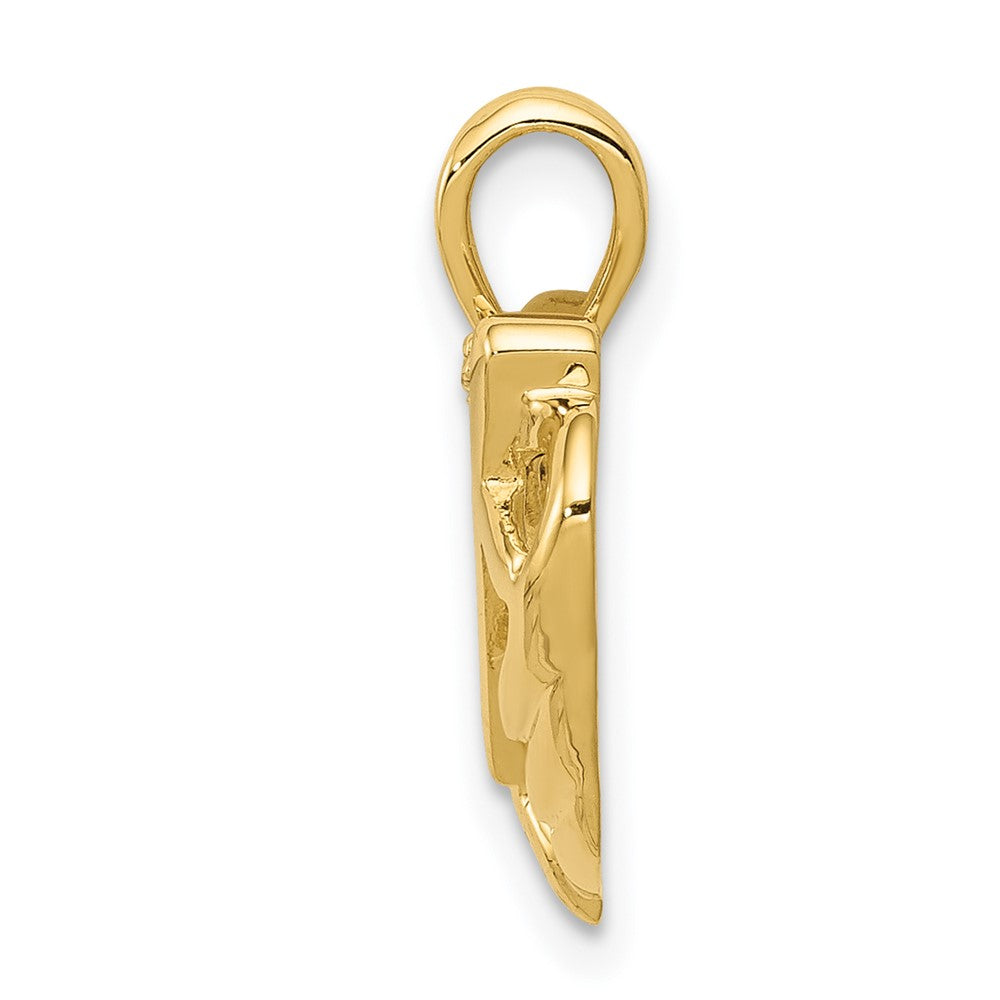 14K Gelbgold AA Echter-Diamant-Herz-Anhänger mit Kreuz