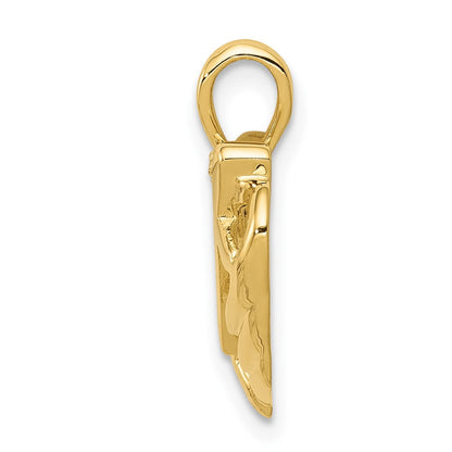 14K Gelbgold AA Echter-Diamant-Herz-Anhänger mit Kreuz