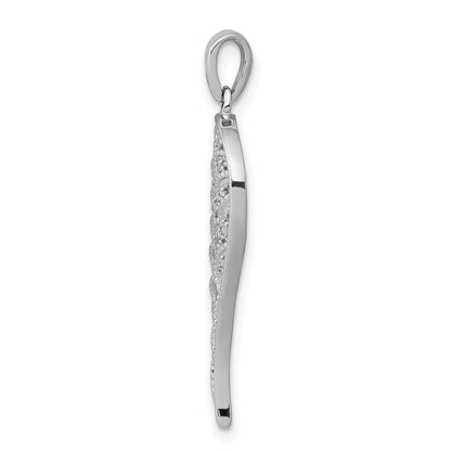 14K Weißgold Diamant-Anhänger mit durchbrochenem Flügel-Design, echter Diamant