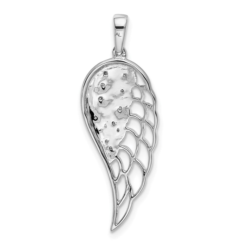 14K Weißgold Diamant-Anhänger mit durchbrochenem Flügel-Design, echter Diamant