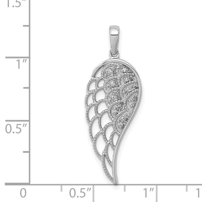 14K Weißgold Diamant-Anhänger mit durchbrochenem Flügel-Design, echter Diamant