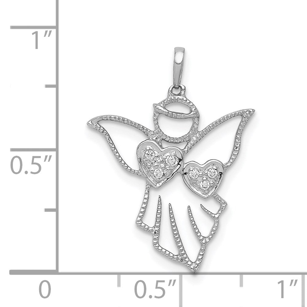 14K Weißgold Echter Diamant Engel-Anhänger