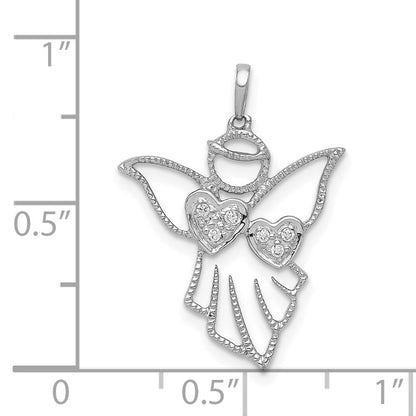 14K Weißgold Echter Diamant Engel-Anhänger