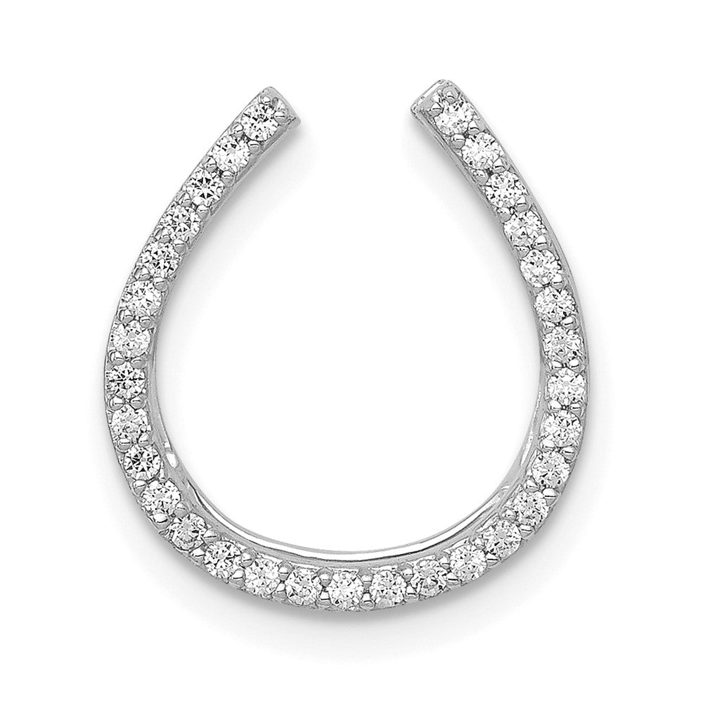 14K Weißgold 1/6ct. Echt Diamant Hufeisen Kette Anhänger