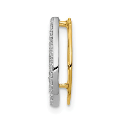 14K Gelbgold und Rhodium 1/6ct. Echt Diamant Hufeisen Kette Anhänger