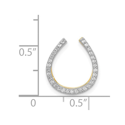 14K Gelbgold und Rhodium 1/6ct. Echt Diamant Hufeisen Kette Anhänger