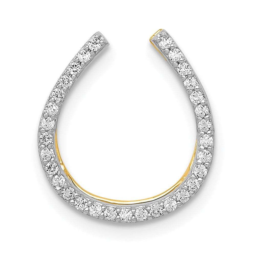 14K Gelbgold und Rhodium 1/6ct. Echt Diamant Hufeisen Kette Anhänger