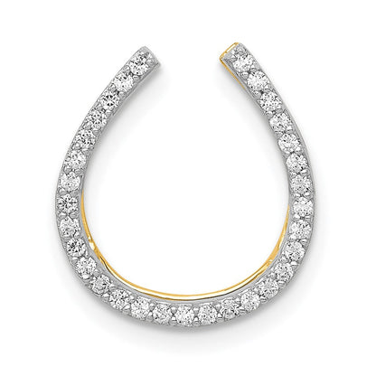 14K Gelbgold und Rhodium 1/6ct. Echt Diamant Hufeisen Kette Anhänger