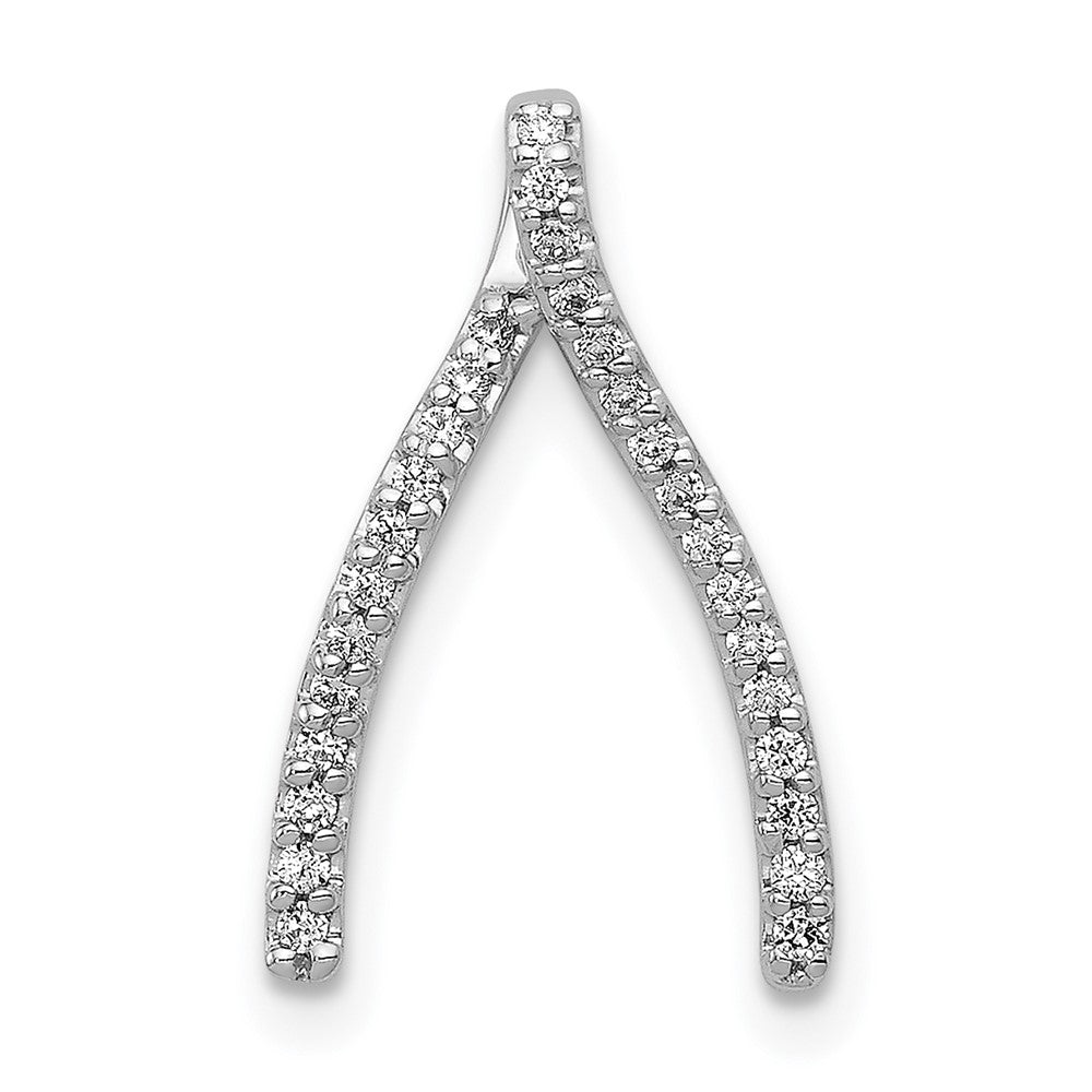 14k Weißgold 0,12 ct. Lab Grown Diamant VS/SI+ G+ Wishbone Chain Slide Pendant
