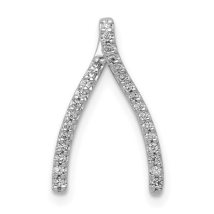 14k Weißgold 0,12 ct. Lab Grown Diamant VS/SI+ G+ Wishbone Chain Slide Pendant
