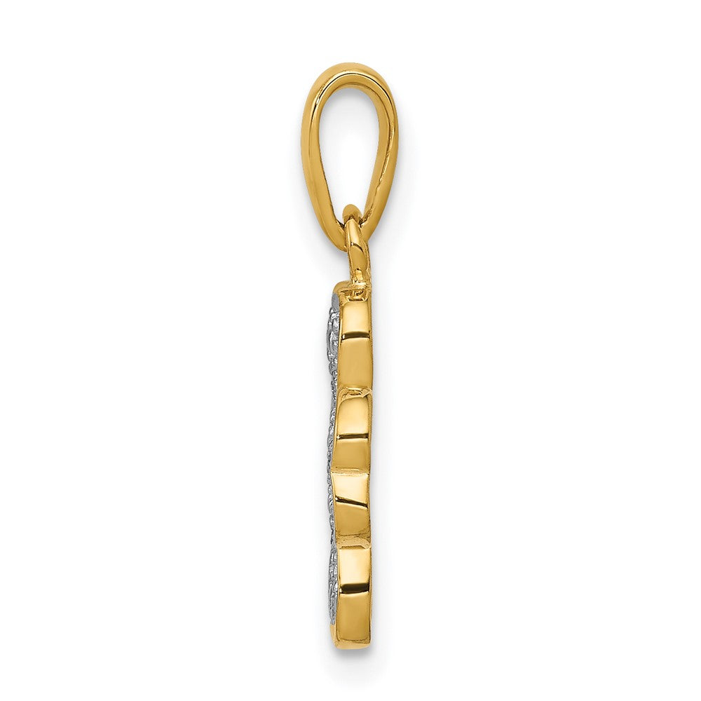 14K Gelbgold Anhänger Vierblättriges Kleeblatt mit 0,02 ct. echtem Diamant