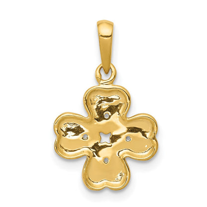 14K Gelbgold Anhänger Vierblättriges Kleeblatt mit 0,02 ct. echtem Diamant