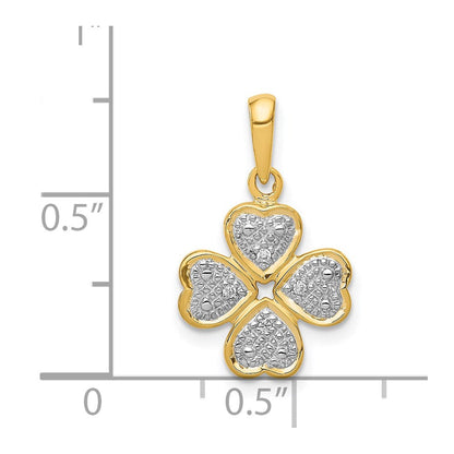 14K Gelbgold Anhänger Vierblättriges Kleeblatt mit 0,02 ct. echtem Diamant