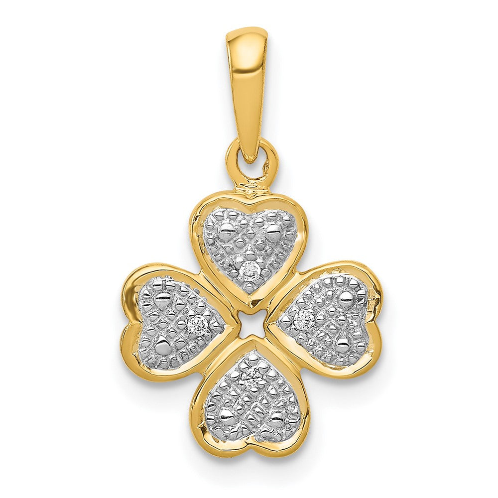 14K Gelbgold Anhänger Vierblättriges Kleeblatt mit 0,02 ct. echtem Diamant