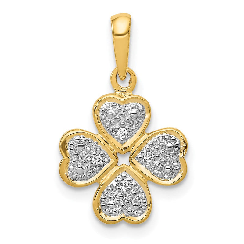 14K Gelbgold Anhänger Vierblättriges Kleeblatt mit 0,02 ct. echtem Diamant