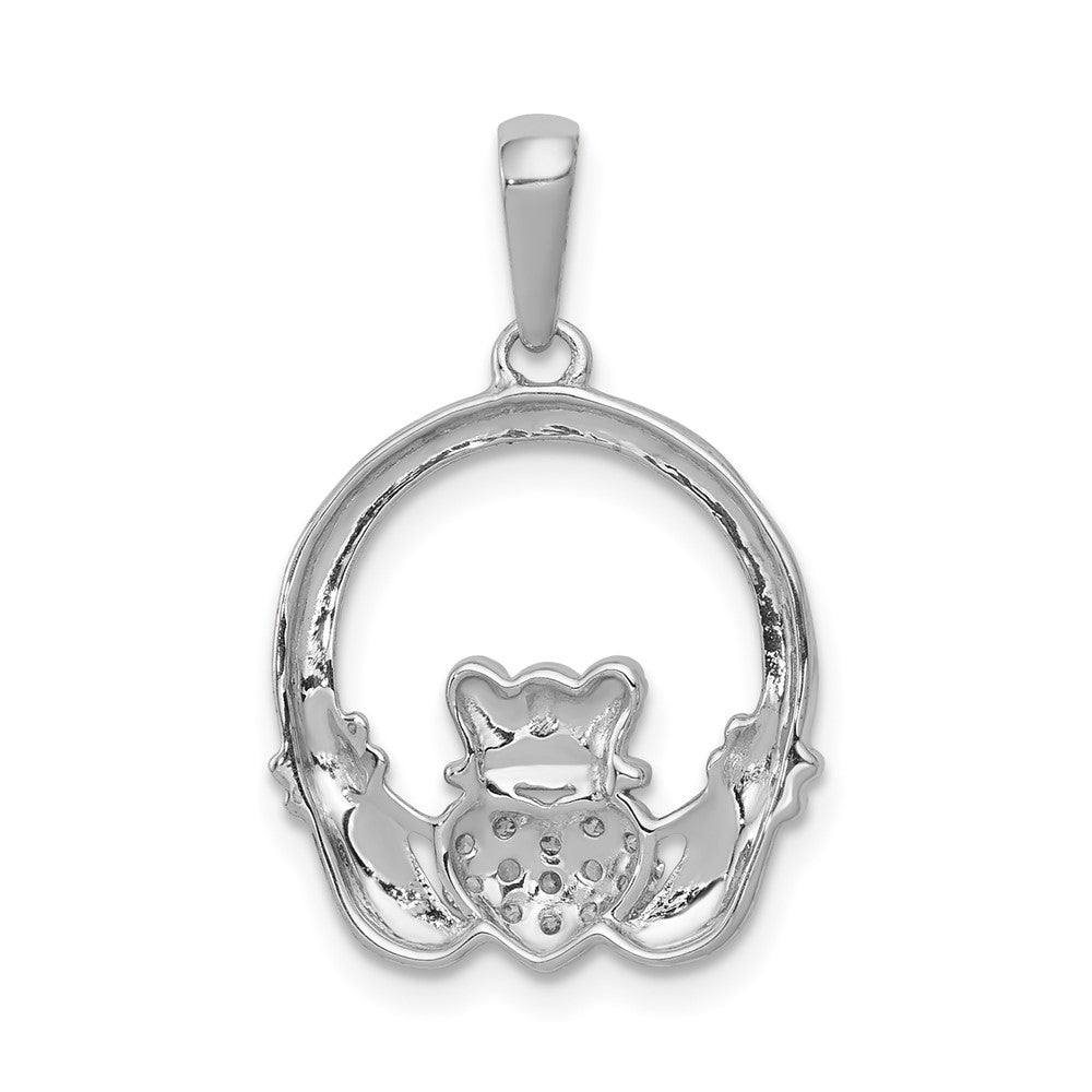 14K Weißgold Claddagh-Kreis-Anhänger mit 0,125 ct. Labordiamant VS/SI+ G+