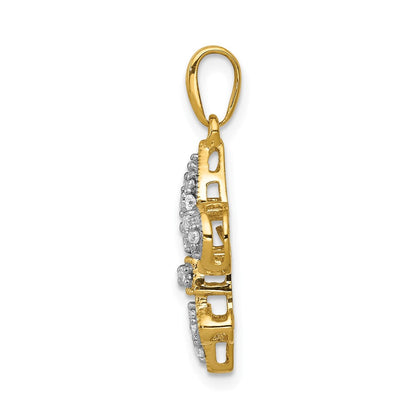 14K Gelbgold Fleur-de-Lis-Anhänger mit echten Diamanten