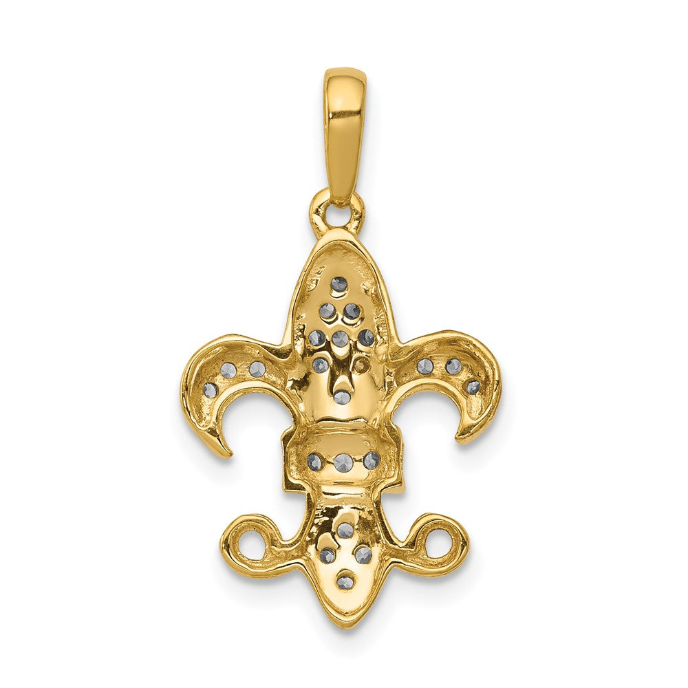 14K Gelbgold Fleur-de-Lis-Anhänger mit echten Diamanten