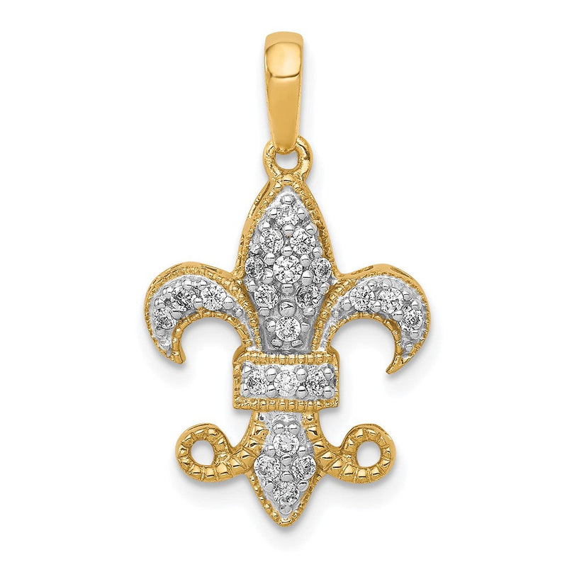 14K Gelbgold 0,2 ct. Laborgezüchteter Diamant VS/SI+ G+ Fleur-de-Lis-Anhänger