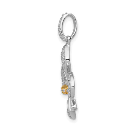 14K Bicolor-Gold Fleur-de-Lis-Anhänger mit echten Diamanten