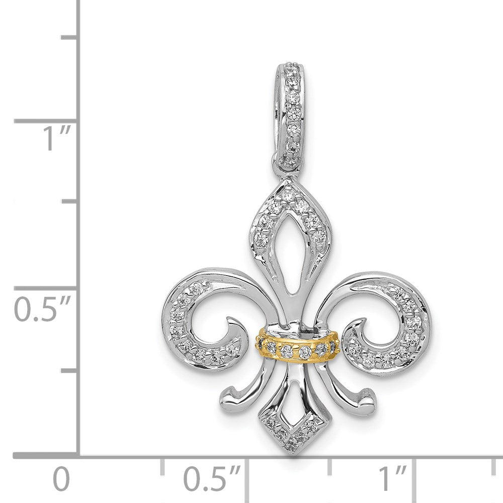 14K Bicolor-Gold Fleur-de-Lis-Anhänger mit echten Diamanten