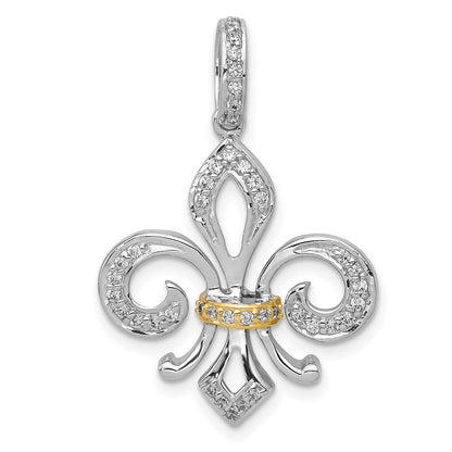 14K Zweifarbig (Bicolor) 0,2 ct. Laborgezüchteter Diamant VS/SI+ G+ Fleur-de-Lis-Anhänger
