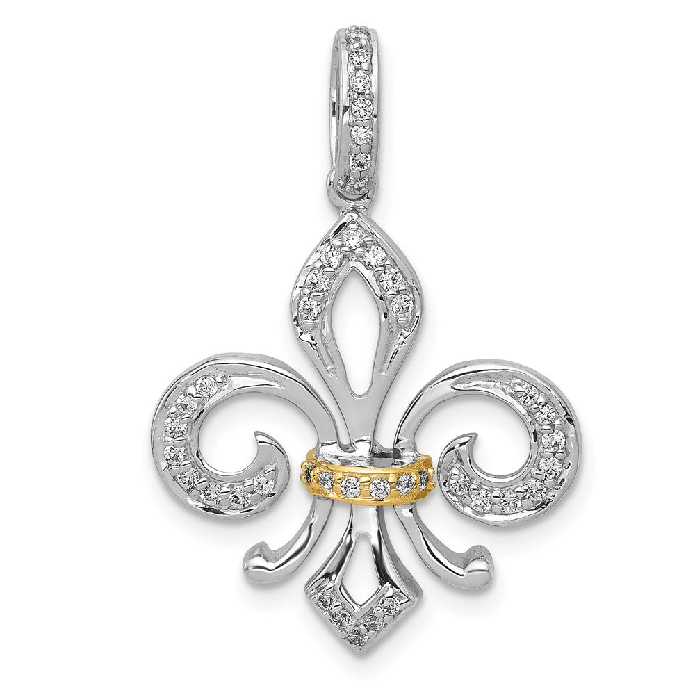 14K Bicolor-Gold Fleur-de-Lis-Anhänger mit echten Diamanten