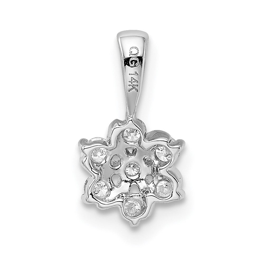 14K Weißgold Blumen-Anhänger mit 0,25 ct. echten Diamanten
