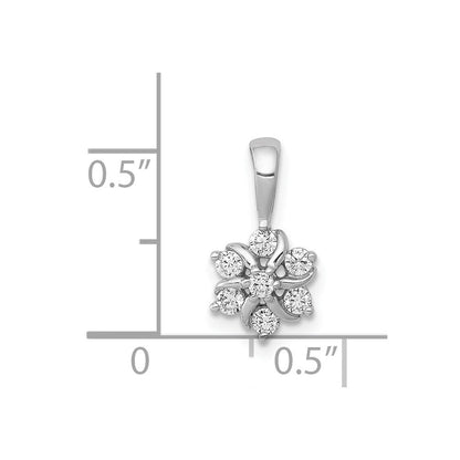 14K Weißgold Blumen-Anhänger mit 0,25 ct. echten Diamanten