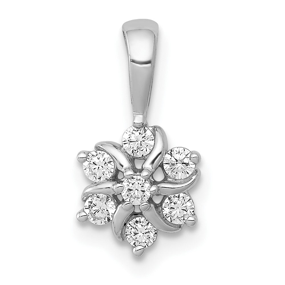 14K Weißgold Blumen-Anhänger mit 0,25 ct. echten Diamanten