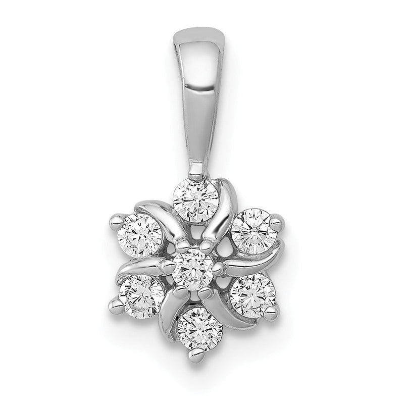 14K Weißgold Blumen-Anhänger mit 0,25 ct. echten Diamanten