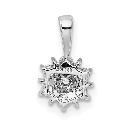 14K Weißgold Blumen-Anhänger mit 0,25 ct. echten Diamanten