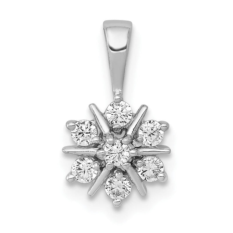 14K Weißgold Blumen-Anhänger mit 0,25 ct. echten Diamanten
