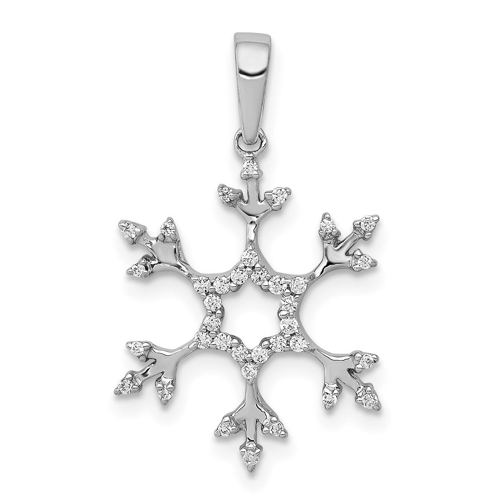 14K Weißgold Schneeflocken-Anhänger mit 0,166 ct. echtem Diamanten