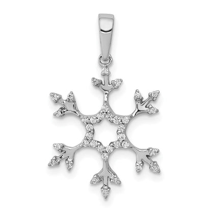 14K Weißgold Schneeflocken-Anhänger mit 0,166 ct. echtem Diamanten
