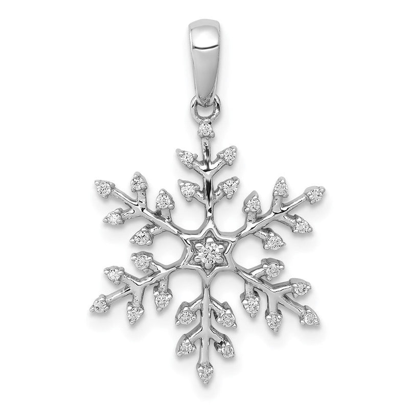 14K Weißgold Schneeflocken-Anhänger mit 0,166 ct. echtem Diamant