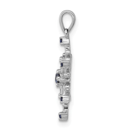 14K Weißgold Schneeflocken-Anhänger mit 0,167 ct. Echten Blauen und Weißen Diamanten
