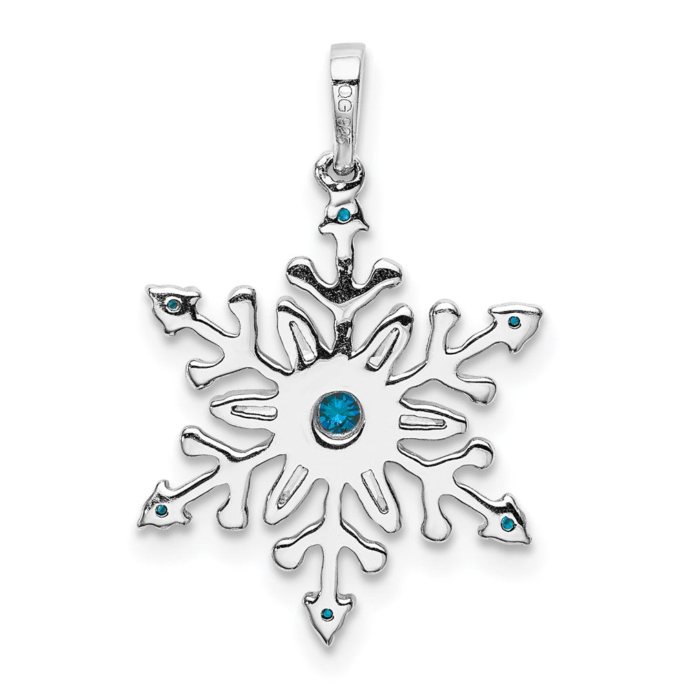 14K Weißgold Schneeflocken-Anhänger mit 0,167 ct. Echten Blauen und Weißen Diamanten