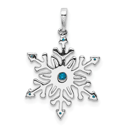 14K Weißgold Schneeflocken-Anhänger mit 0,167 ct. Echten Blauen und Weißen Diamanten