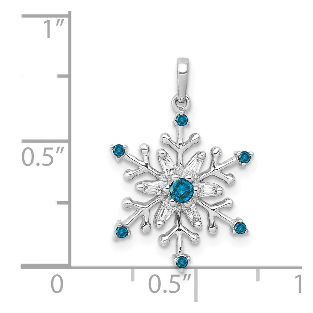 14K Weißgold Schneeflocken-Anhänger mit 0,167 ct. Echten Blauen und Weißen Diamanten