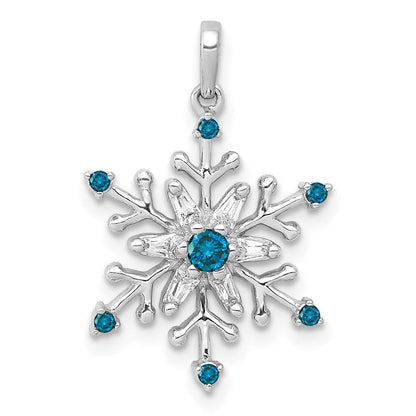 14K Weißgold Schneeflocken-Anhänger mit 0,167 ct. Echten Blauen und Weißen Diamanten
