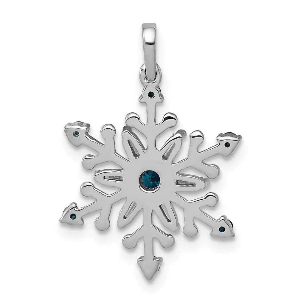 14K Weißgold Anhänger Schneeflocke mit 0,25 ct. echten blauen und weißen Diamanten