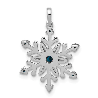 14K Weißgold Anhänger Schneeflocke mit 0,25 ct. echten blauen und weißen Diamanten