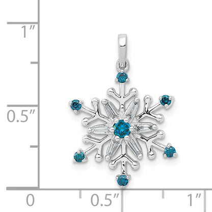 14K Weißgold Anhänger Schneeflocke mit 0,25 ct. echten blauen und weißen Diamanten