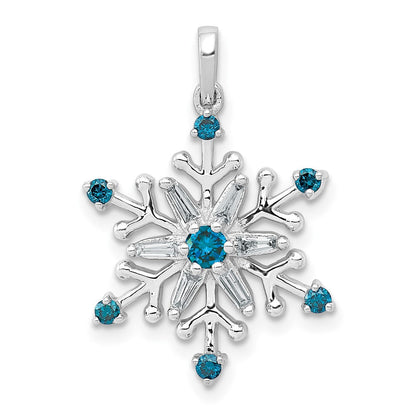 14K Weißgold Anhänger Schneeflocke mit 0,25 ct. echten blauen und weißen Diamanten