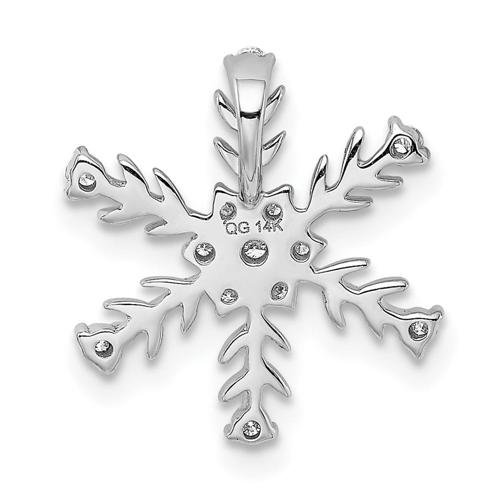 14K Weißgold 1/6ct. Echt Diamant Schneeflocke Kette Anhänger