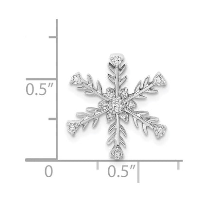 14K Weißgold 1/6ct. Echt Diamant Schneeflocke Kette Anhänger