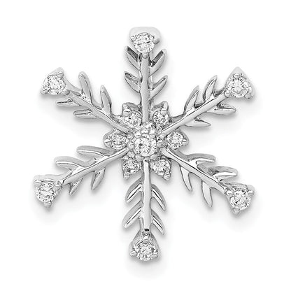 14K Weißgold 1/6ct. Echt Diamant Schneeflocke Kette Anhänger