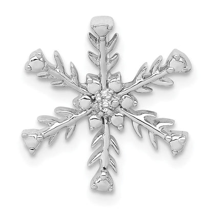 14K Weißgold.01ct. Diamant Schneeflocke Kette Anhänger